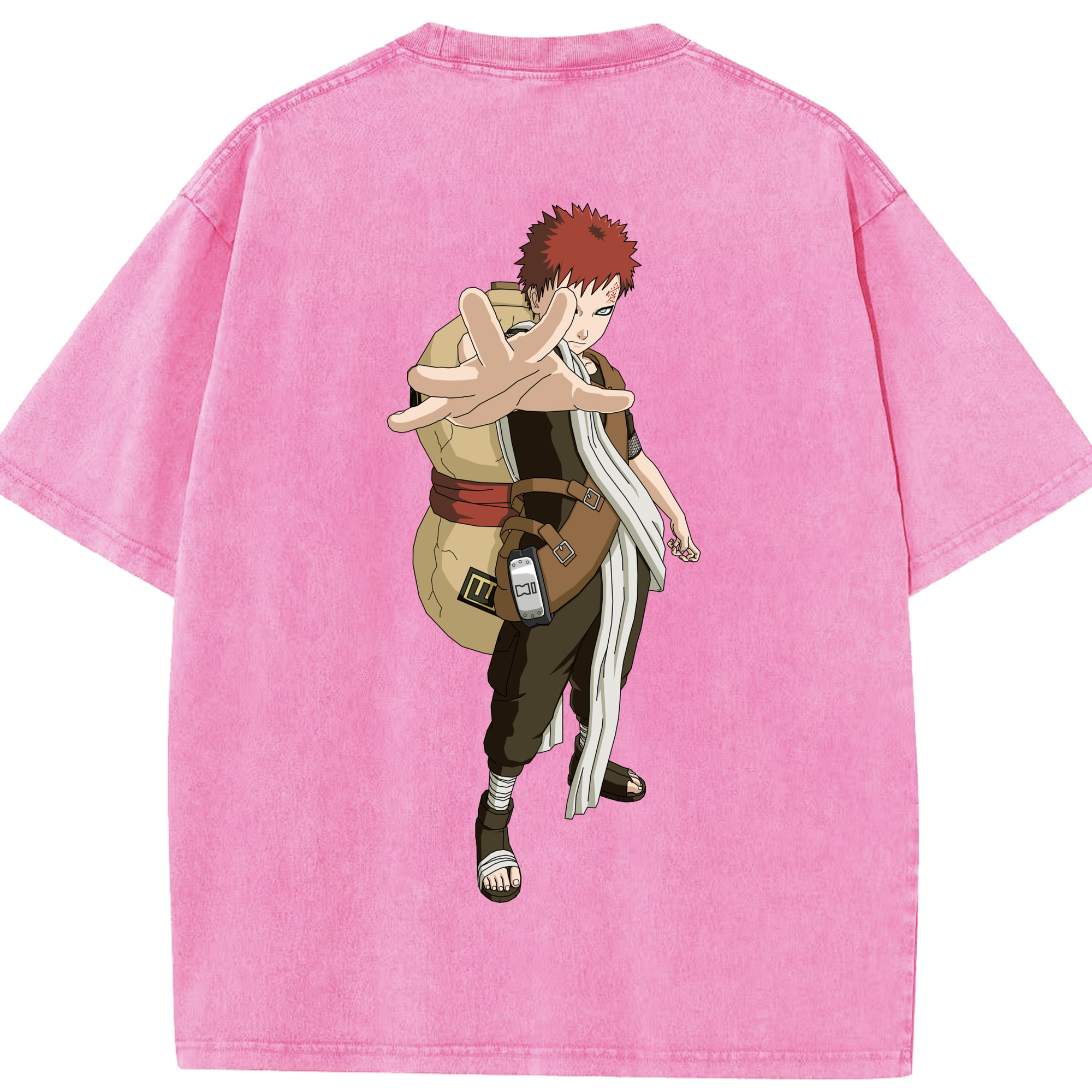 （画像用） NARUTO -ナルト- ガアラ Gaara 綿100% ヴィンテージ風 半袖Tシャツ（背面プリント）